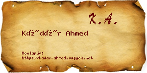 Kádár Ahmed névjegykártya